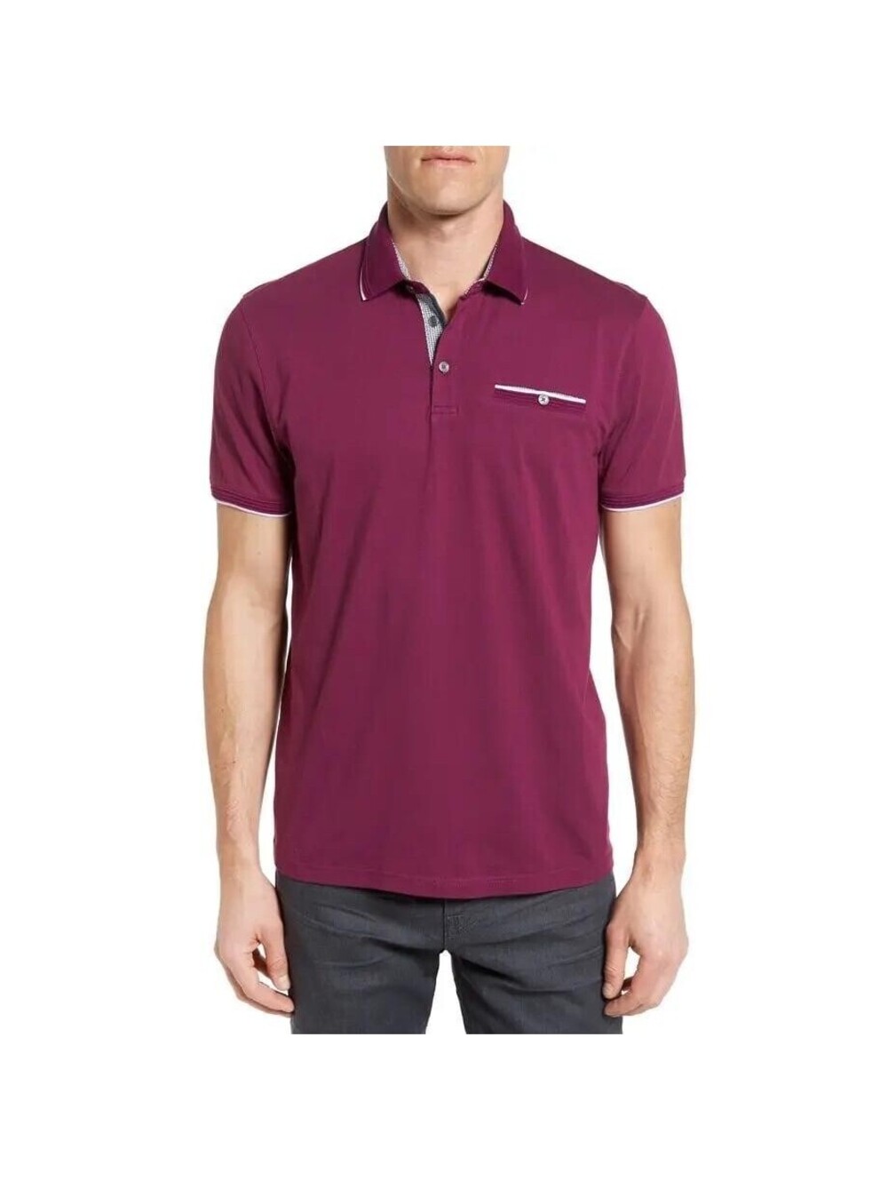TED BAKER LONDON Men’s Cotton|Modal DERRY Slim Fit Polo in Berry-Size 6|US XL